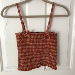Smocked plaid tank